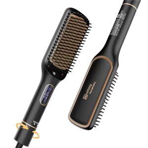 Hair Straightener Brush, Negative Ion Hair Straightening Brush with LED